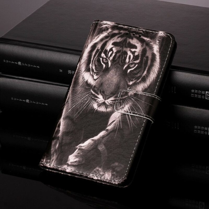 Custodia in pelle Samsung Galaxy A72 4G / A72 5G Tigre Notturna