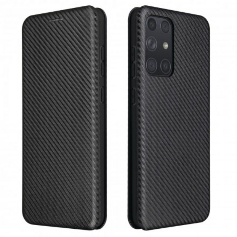 Folio Cover Samsung Galaxy A72 4G / A72 5G Custodia in pelle Fibra Di Carbonio