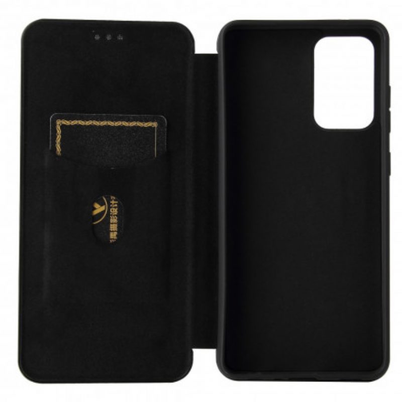 Folio Cover Samsung Galaxy A72 4G / A72 5G Custodia in pelle Fibra Di Carbonio