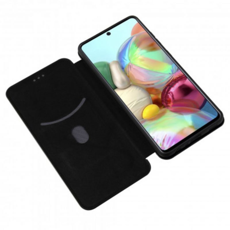 Folio Cover Samsung Galaxy A72 4G / A72 5G Custodia in pelle Fibra Di Carbonio