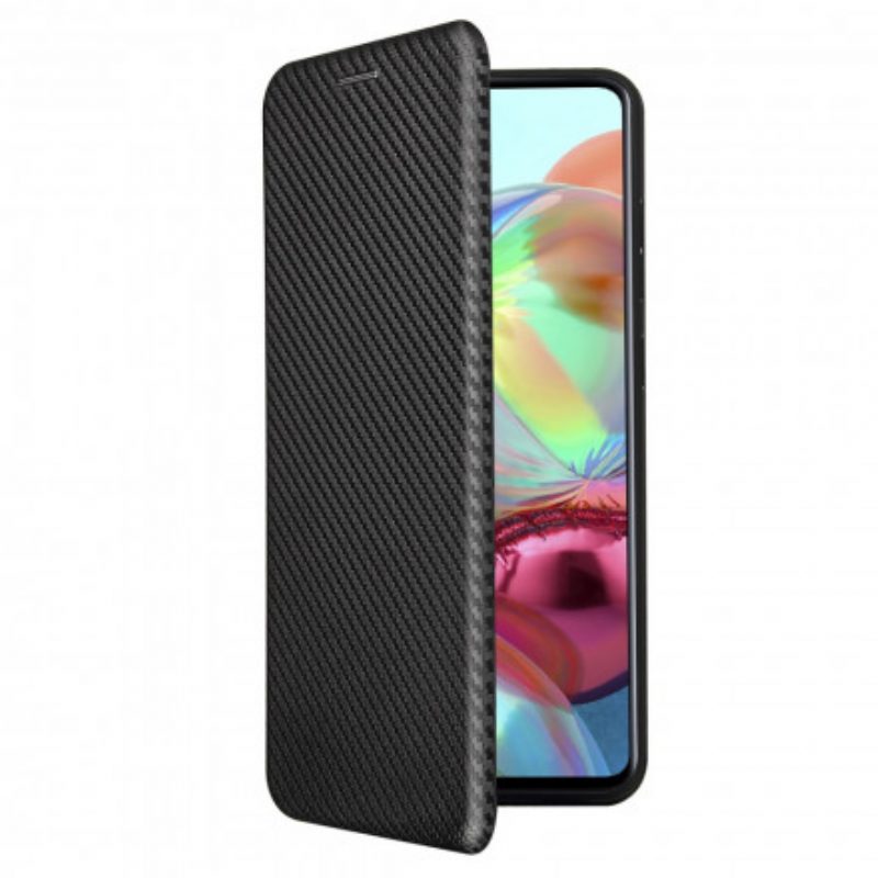 Folio Cover Samsung Galaxy A72 4G / A72 5G Custodia in pelle Fibra Di Carbonio