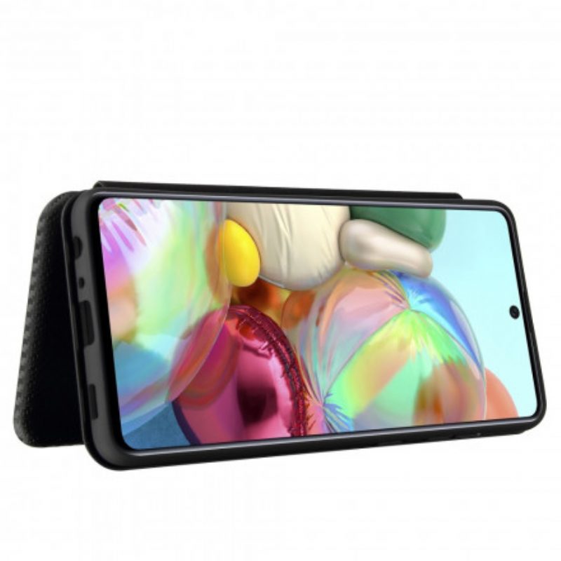 Folio Cover Samsung Galaxy A72 4G / A72 5G Custodia in pelle Fibra Di Carbonio