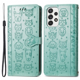 Custodia in pelle Samsung Galaxy M53 5G Animali Animati