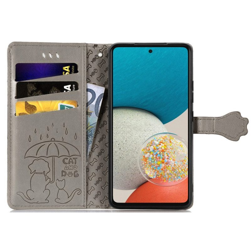 Custodia in pelle Samsung Galaxy M53 5G Animali Animati