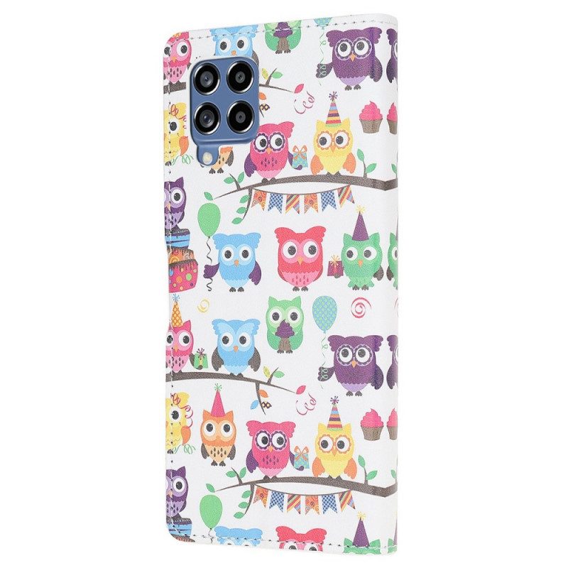 Custodia in pelle Samsung Galaxy M53 5G Banda Di Gufi