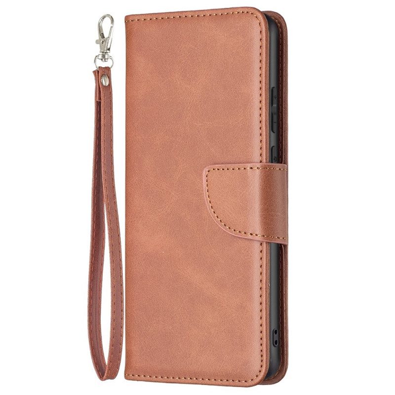 Custodia in pelle Samsung Galaxy M53 5G Chiusura Obliqua Con Cinturino