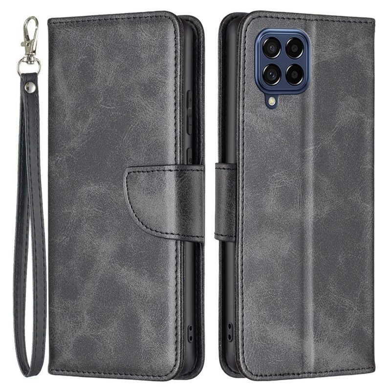Custodia in pelle Samsung Galaxy M53 5G Chiusura Obliqua Con Cinturino