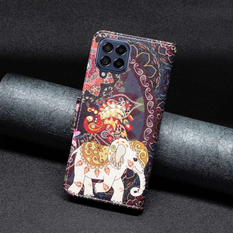 Custodia in pelle Samsung Galaxy M53 5G Elefante Indiano