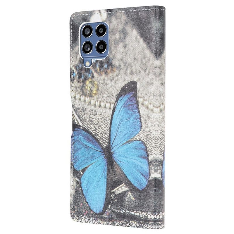 Custodia in pelle Samsung Galaxy M53 5G Farfalla Blu