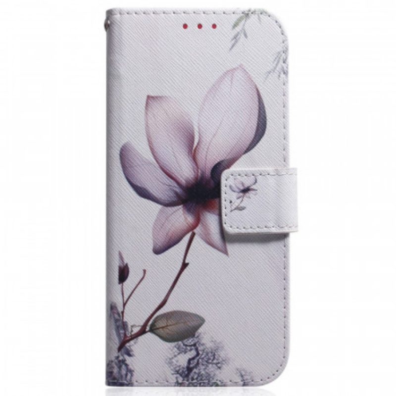 Custodia in pelle Samsung Galaxy M53 5G Fiore Rosa