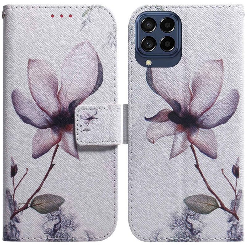 Custodia in pelle Samsung Galaxy M53 5G Fiore Rosa
