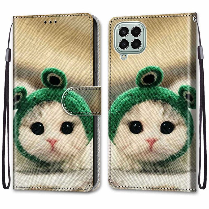 Custodia in pelle Samsung Galaxy M53 5G Gattino Divertente Con Cinturino