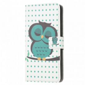 Custodia in pelle Samsung Galaxy M53 5G Gufo Addormentato