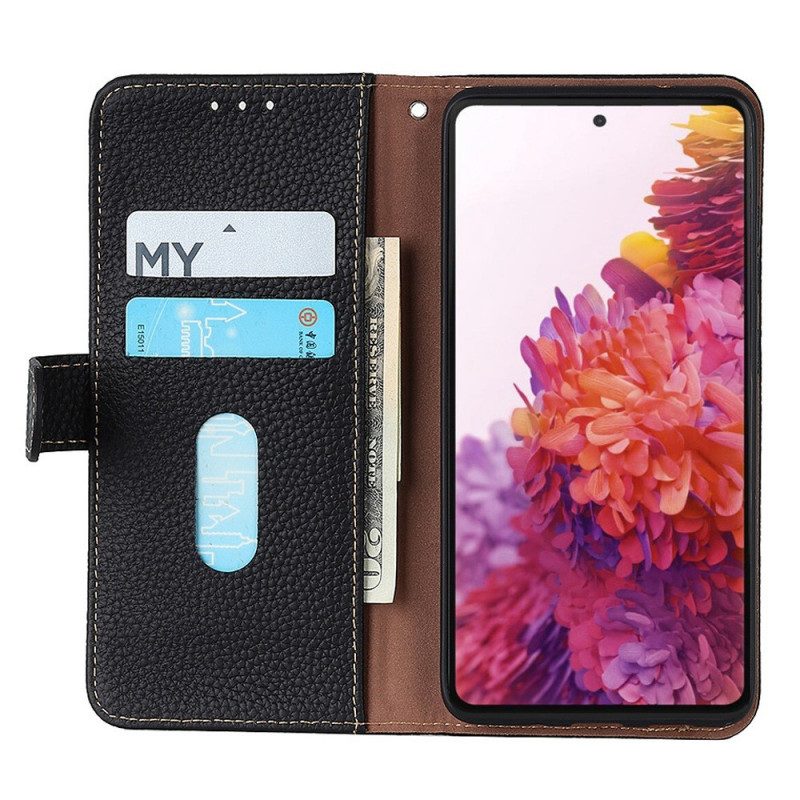 Custodia in pelle Samsung Galaxy M53 5G Khazneh Pelle Di Litchi