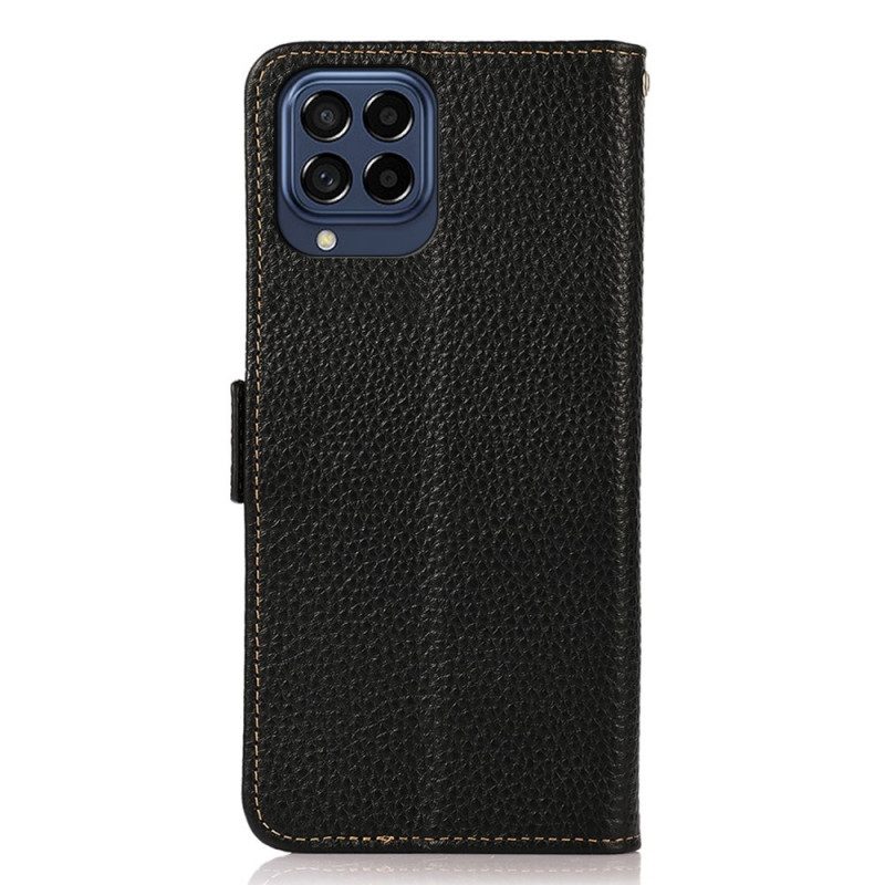 Custodia in pelle Samsung Galaxy M53 5G Pelle Litchi Khazneh Rfid