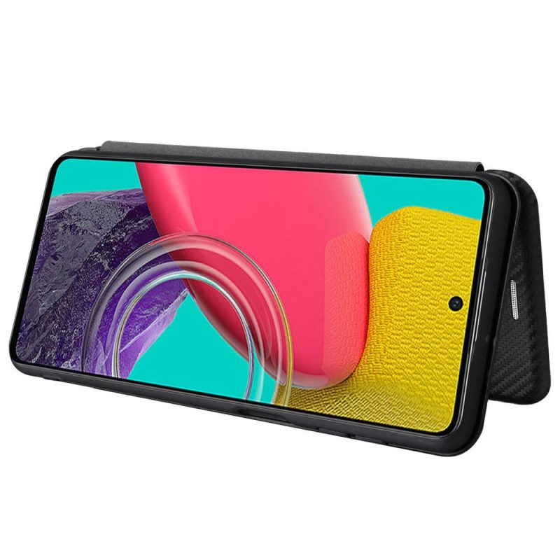 Folio Cover Samsung Galaxy M53 5G Custodia in pelle Fibra Di Carbonio