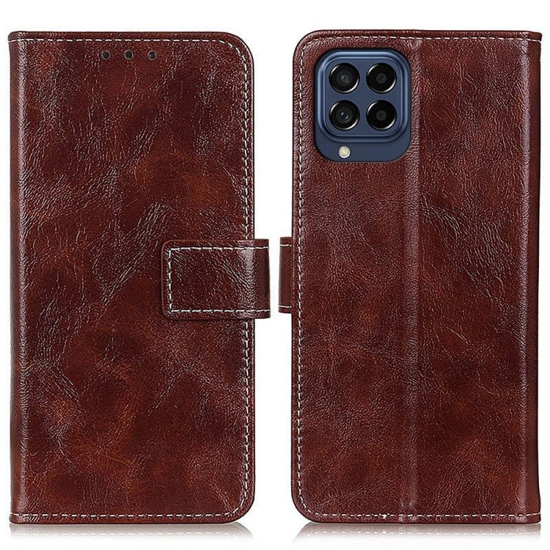 Folio Cover Samsung Galaxy M53 5G Ecopelle Lucida E Cuciture