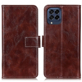 Folio Cover Samsung Galaxy M53 5G Ecopelle Lucida E Cuciture