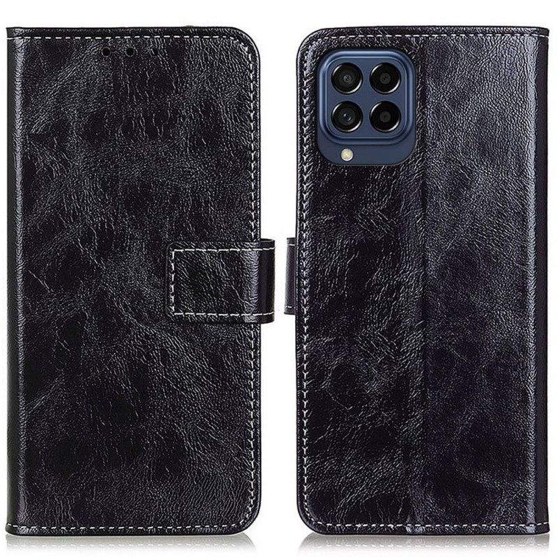Folio Cover Samsung Galaxy M53 5G Ecopelle Lucida E Cuciture