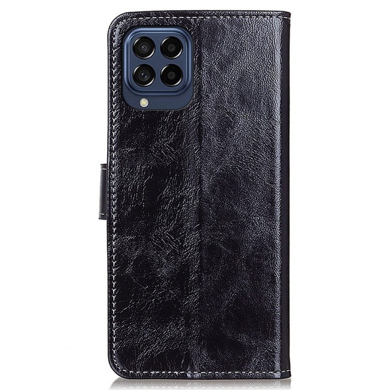 Folio Cover Samsung Galaxy M53 5G Ecopelle Lucida E Cuciture