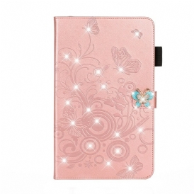 Custodia in pelle iPad 10.2" (2020) (2019) Effetto Pelle Con Farfalle Diamantate