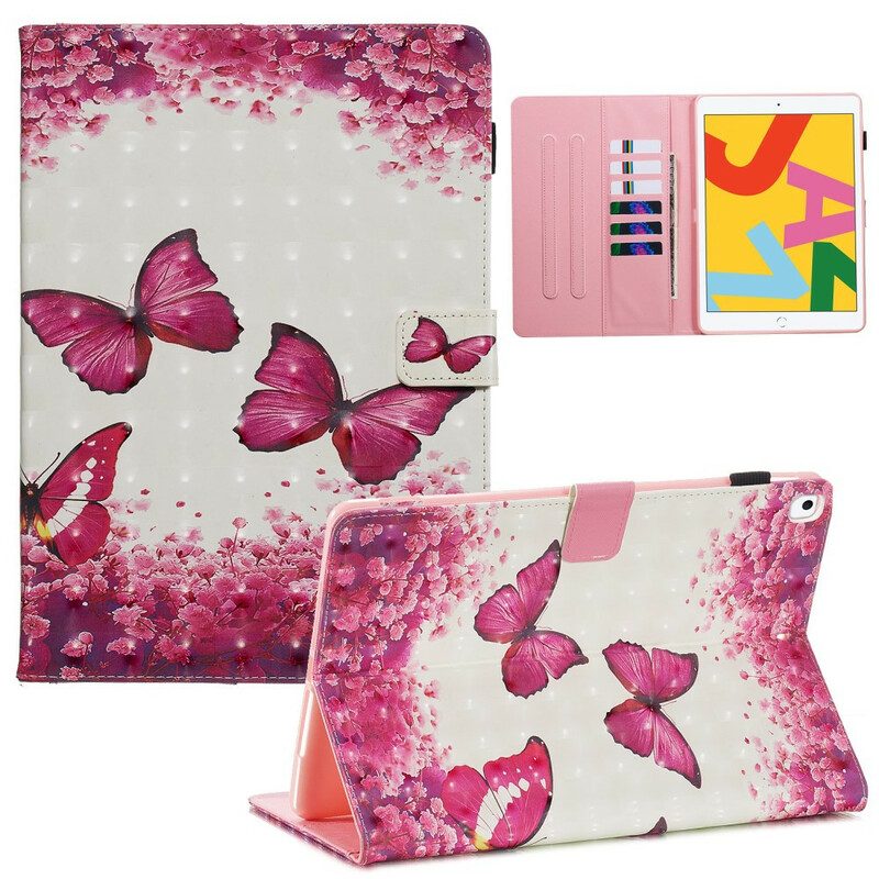 Custodia in pelle iPad 10.2" (2020) (2019) Farfalle Rosse