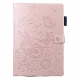 Custodia in pelle iPad 10.2" (2020) (2019) Farfalle Sobrietà Effetto Pelle