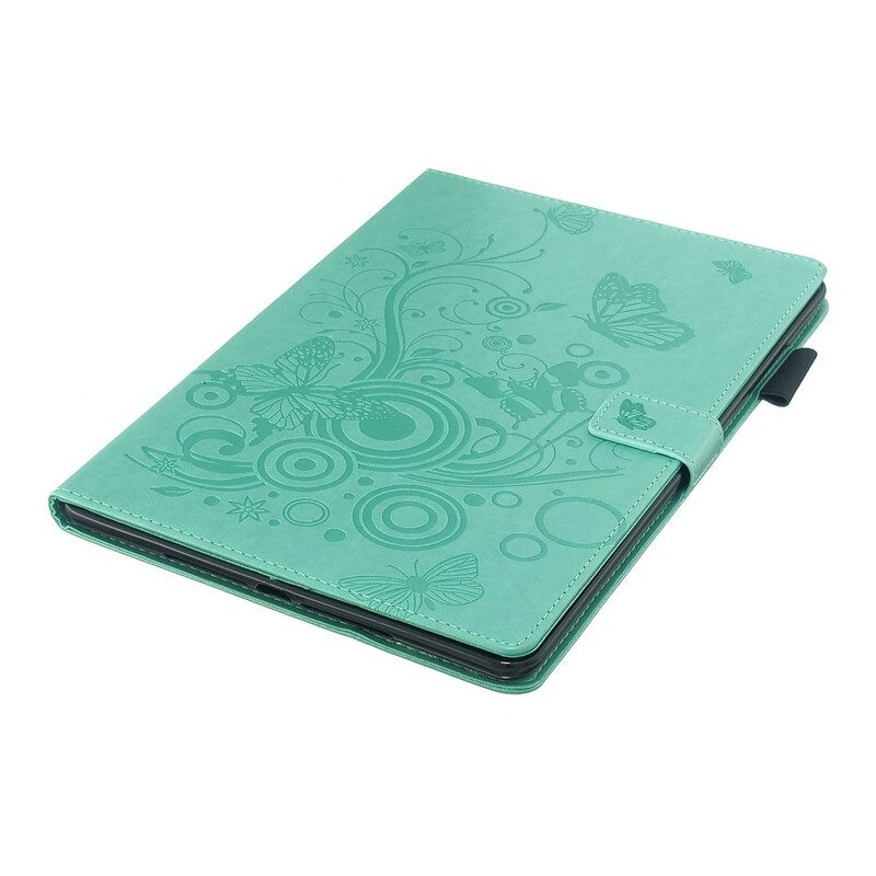 Custodia in pelle iPad 10.2" (2020) (2019) Farfalle Sobrietà Effetto Pelle