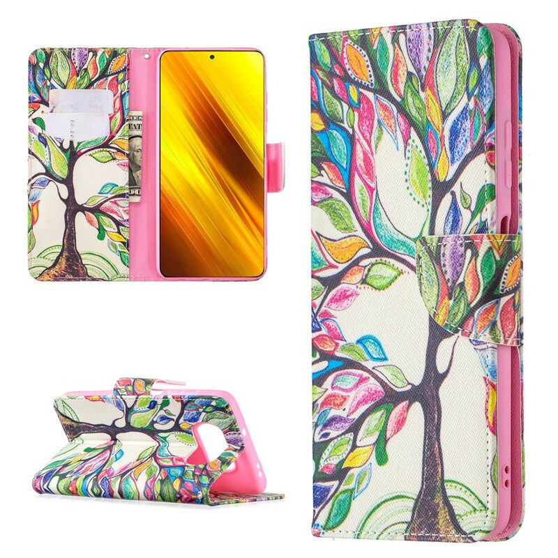 Custodia in pelle Poco X3 / X3 Pro / X3 NFC Albero Colorato