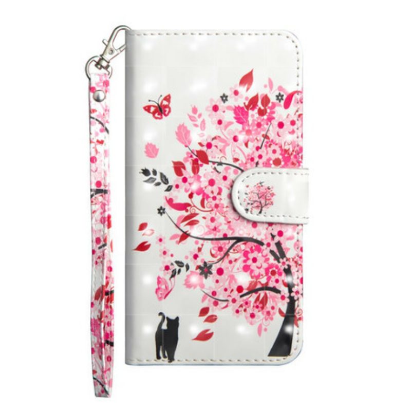 Custodia in pelle Poco X3 / X3 Pro / X3 NFC Albero Rosa E Gatto Nero