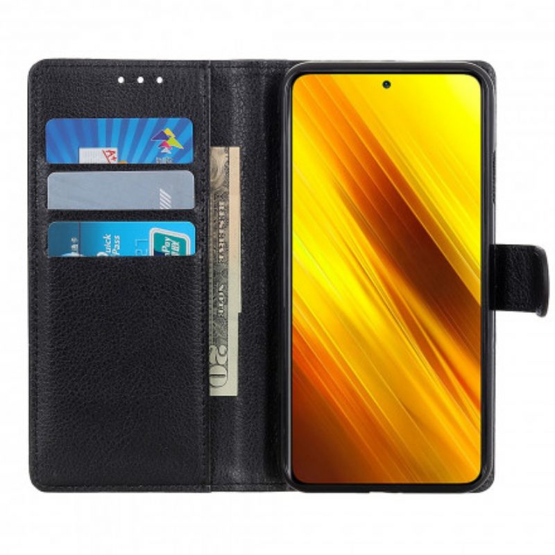 Custodia in pelle Poco X3 / X3 Pro / X3 NFC Ecopelle Litchi