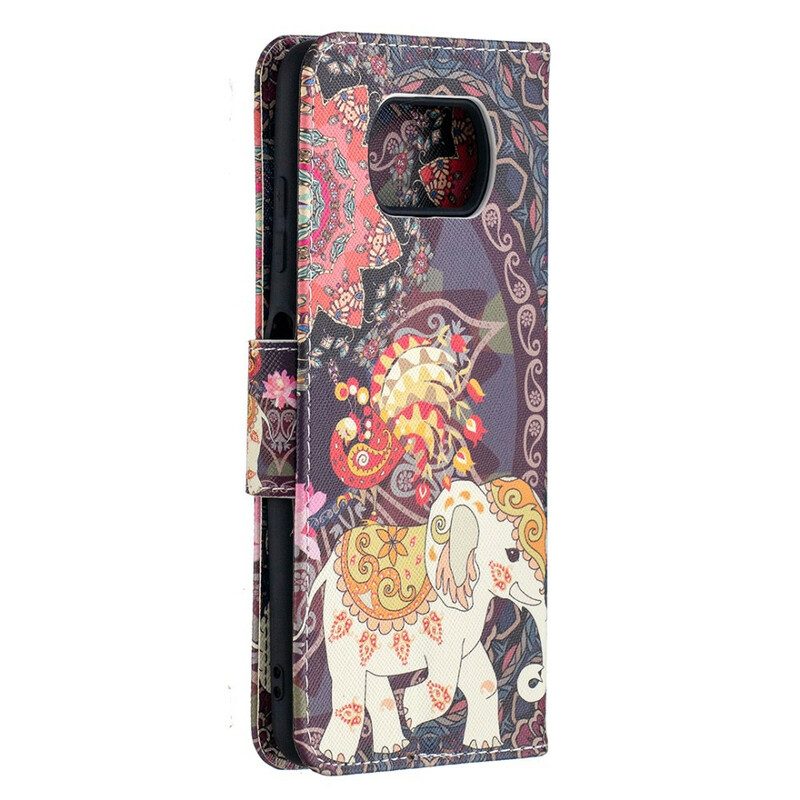 Custodia in pelle Poco X3 / X3 Pro / X3 NFC Elefanti Indiani