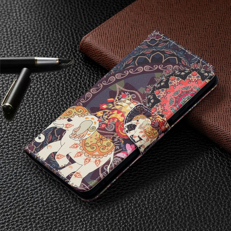 Custodia in pelle Poco X3 / X3 Pro / X3 NFC Elefanti Indiani