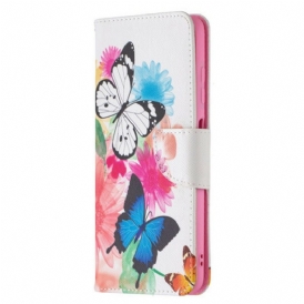 Custodia in pelle Poco X3 / X3 Pro / X3 NFC Farfalle E Fiori Dipinti