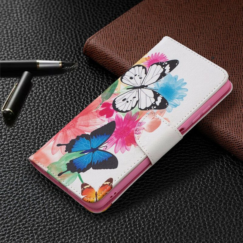 Custodia in pelle Poco X3 / X3 Pro / X3 NFC Farfalle E Fiori Dipinti