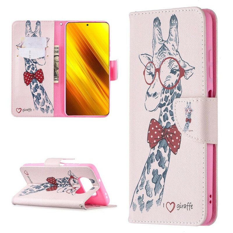 Custodia in pelle Poco X3 / X3 Pro / X3 NFC Giraffa Intelligente
