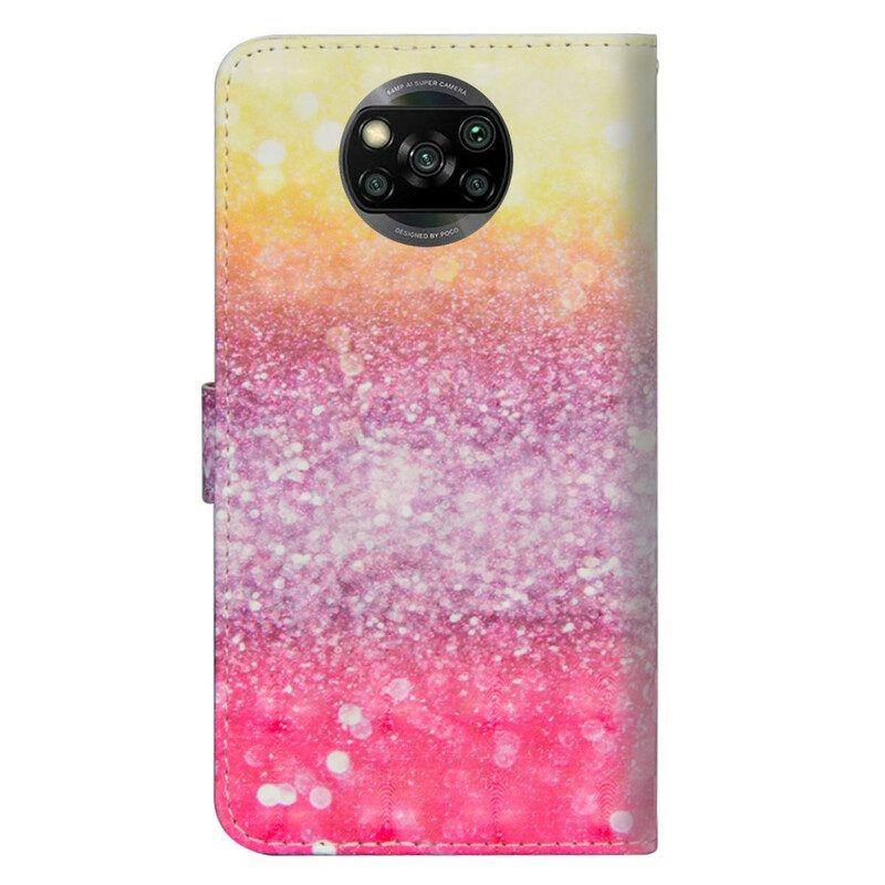 Custodia in pelle Poco X3 / X3 Pro / X3 NFC Gradiente Glitterato Magenta