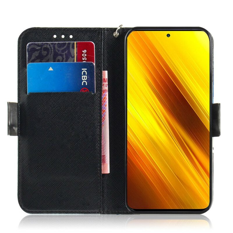 Custodia in pelle Poco X3 / X3 Pro / X3 NFC Panda Arrabbiato Con Cordino