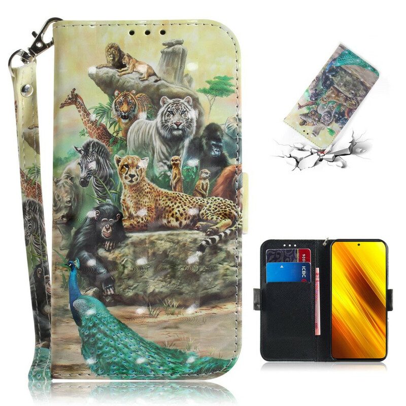 Custodia in pelle Poco X3 / X3 Pro / X3 NFC Perizoma Safari Animali