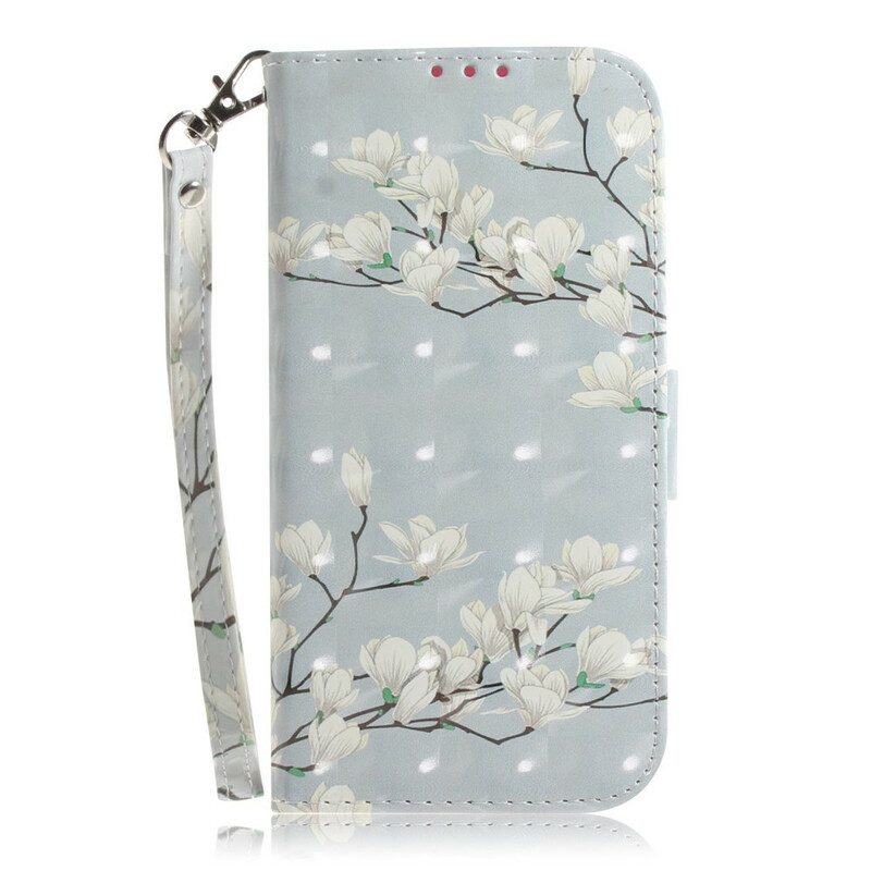 Custodia in pelle Poco X3 / X3 Pro / X3 NFC Ramo Fiorito Con Cinturino