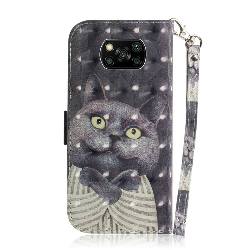 Folio Cover Poco X3 / X3 Pro / X3 NFC Gatto Grigio Con Cinturino