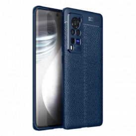 Cover Vivo X60 Pro Doppia Linea Litchi Effetto Pelle