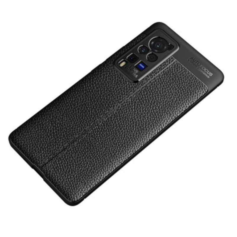 Cover Vivo X60 Pro Doppia Linea Litchi Effetto Pelle