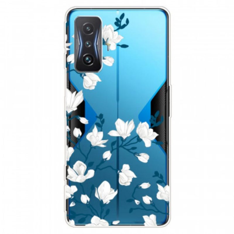Cover Poco F4 GT Fiori Bianchi Senza Soluzione Di Continuità