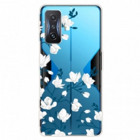 Cover Poco F4 GT Fiori Bianchi Senza Soluzione Di Continuità