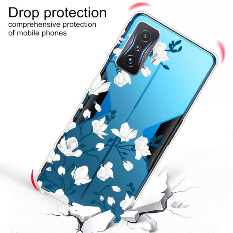 Cover Poco F4 GT Fiori Bianchi Senza Soluzione Di Continuità