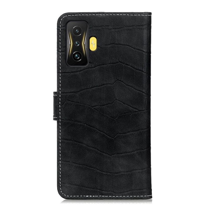 Custodia in pelle Poco F4 GT Stile Pelle Di Coccodrillo