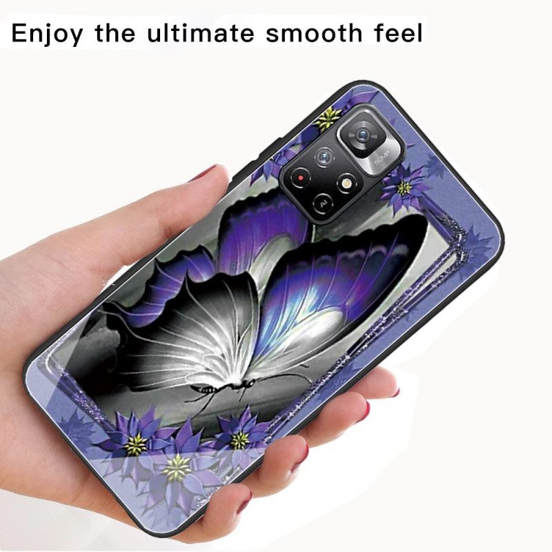 Cover Xiaomi Redmi Note 11 Pro Plus 5G Vetro Temperato Farfalla Viola