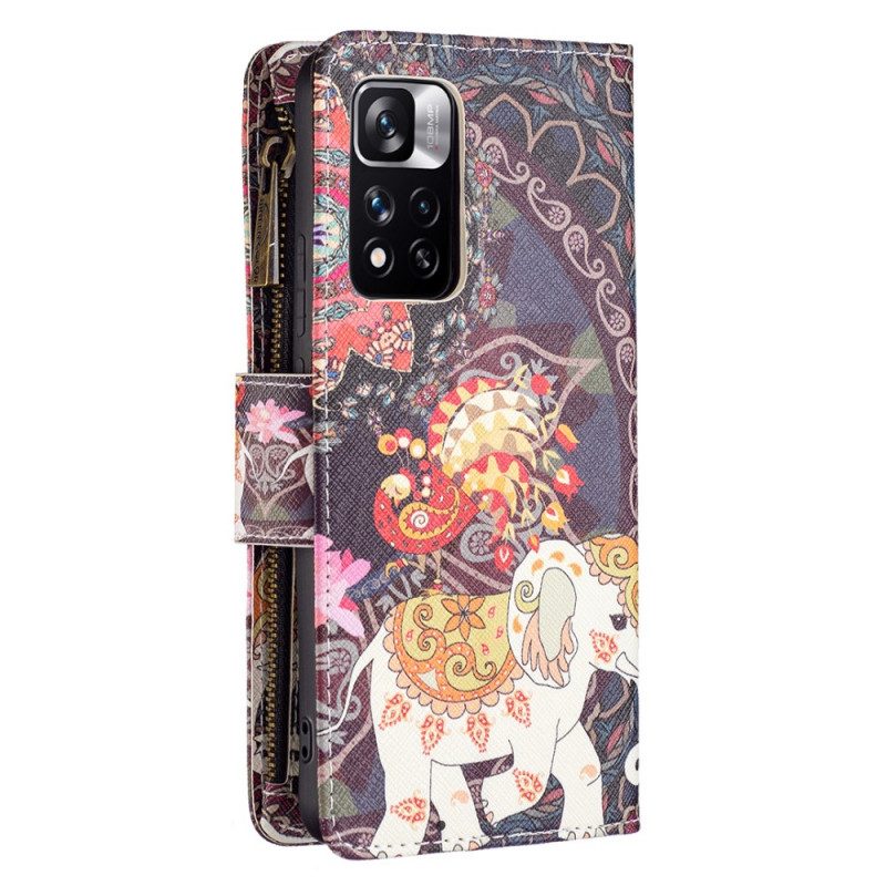 Custodia A Portafoglio Xiaomi Redmi Note 11 Pro Plus 5G Tasca Con Zip A Forma Di Elefante