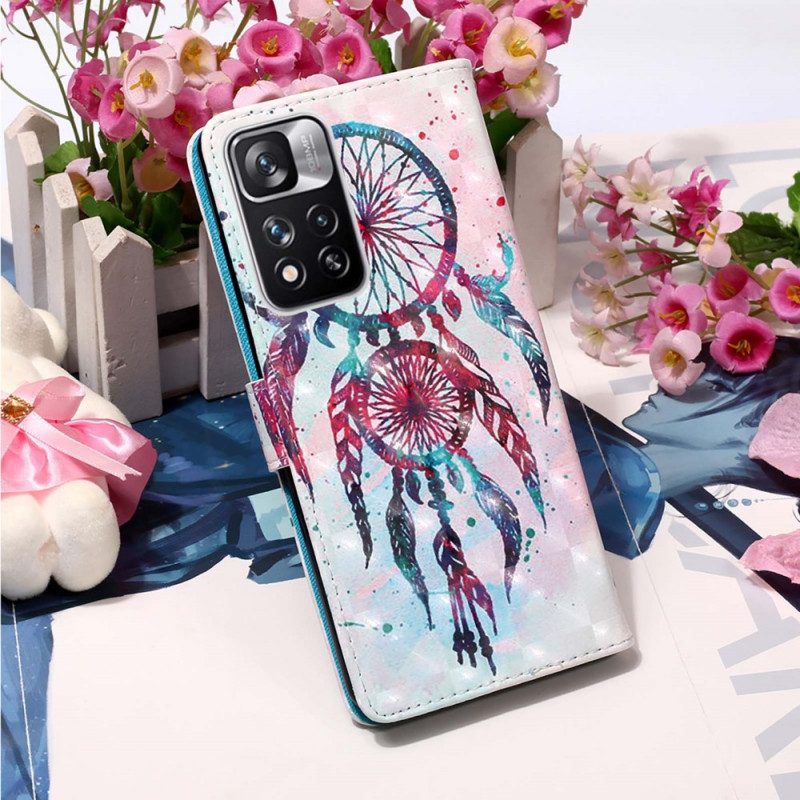 Custodia in pelle Xiaomi Redmi Note 11 Pro Plus 5G Acchiappasogni Ad Acquerello